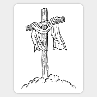 Wooden cross on a hill Sticker